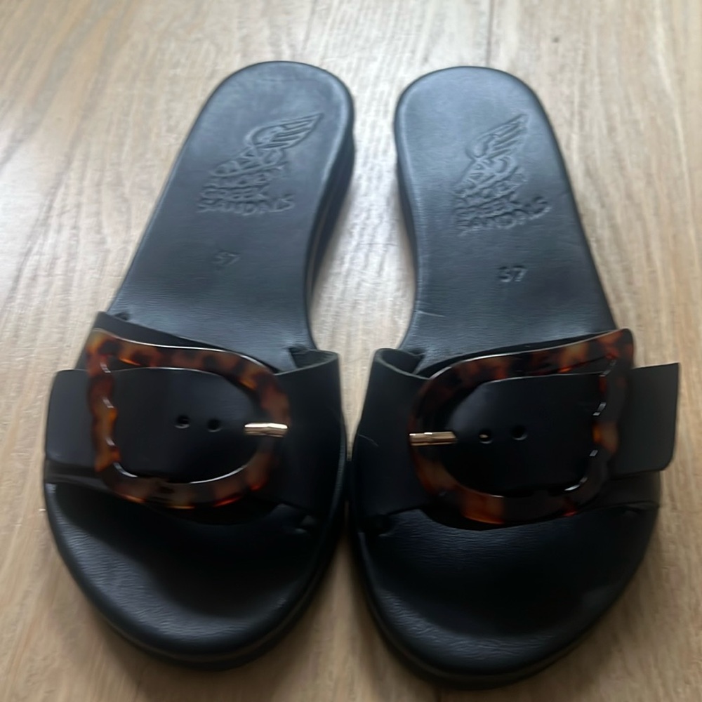 Ancient Greek Aglaia Sandals in Black/Tortoiseshell in Size 37 Like New!